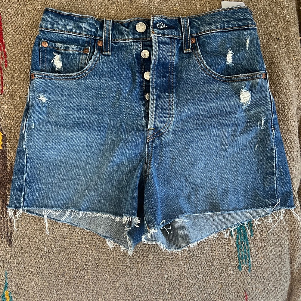Denim Blue Women's Distressed Shorts